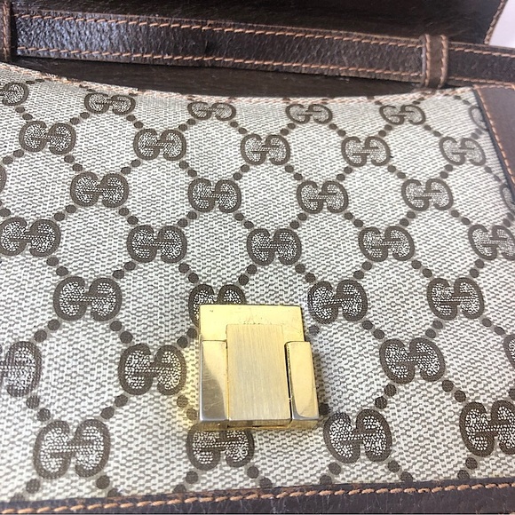 M Authentic GUCCI Ophidia Sherryline Brown Leather Coated Canvas Messenger Bag - Picture 8 of 17